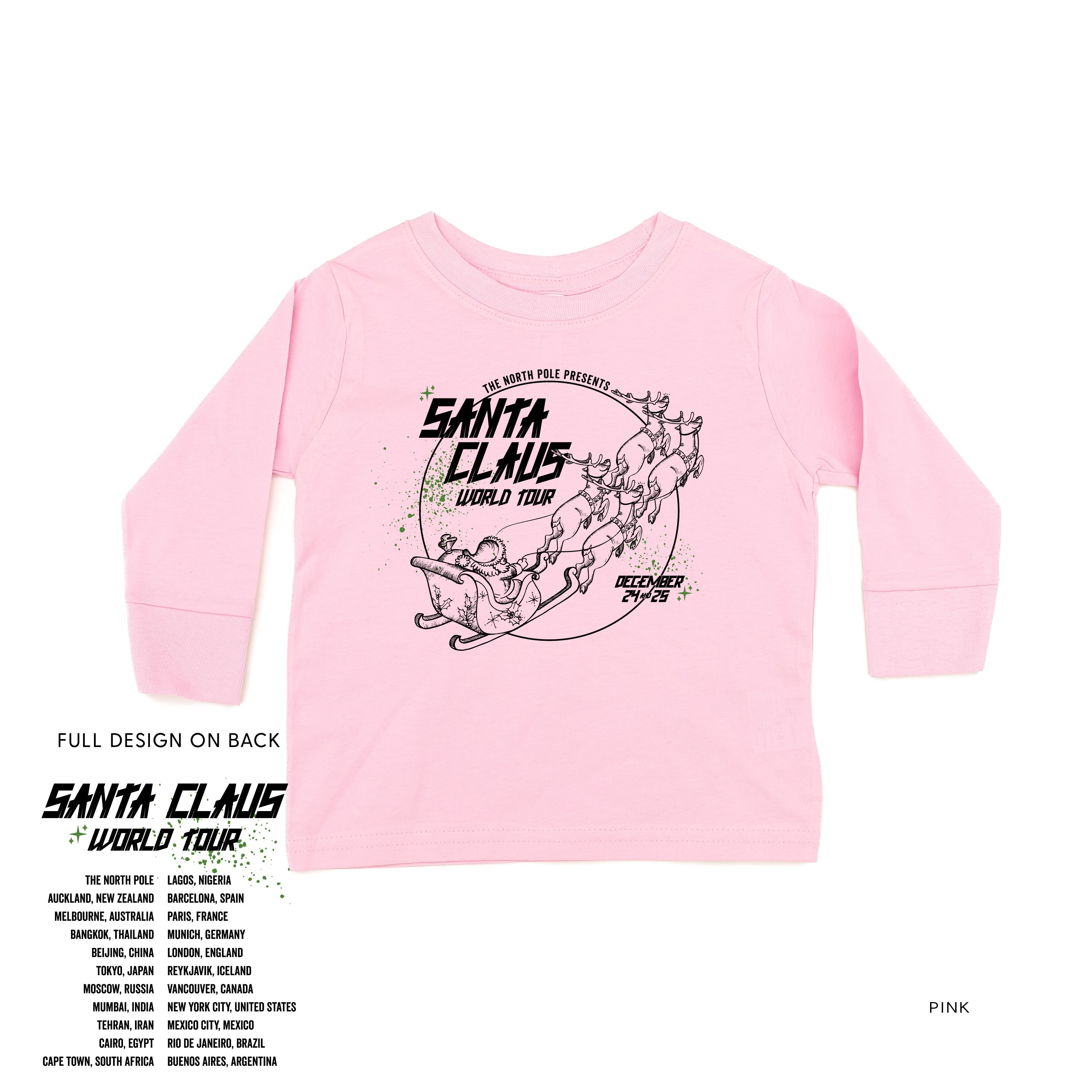 Santa Claus World Tour (f&b) - Child LONG SLEEVE Tee Little Mama Shirt Shop