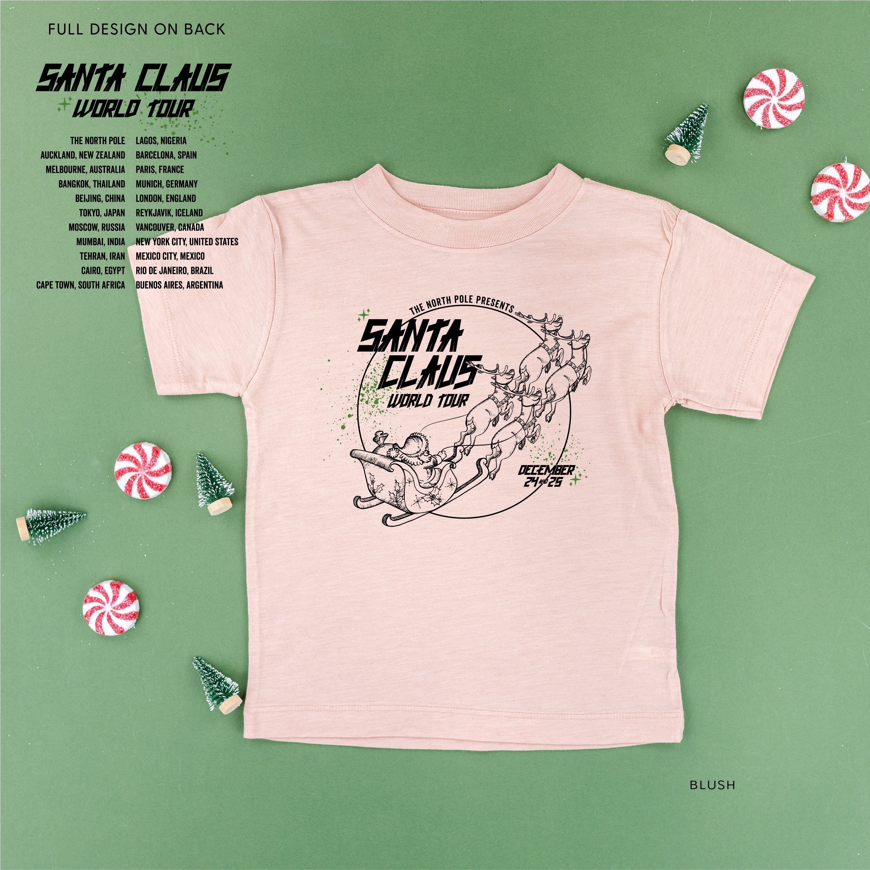 Santa Claus World Tour (f&b) - Child Tee Little Mama Shirt Shop
