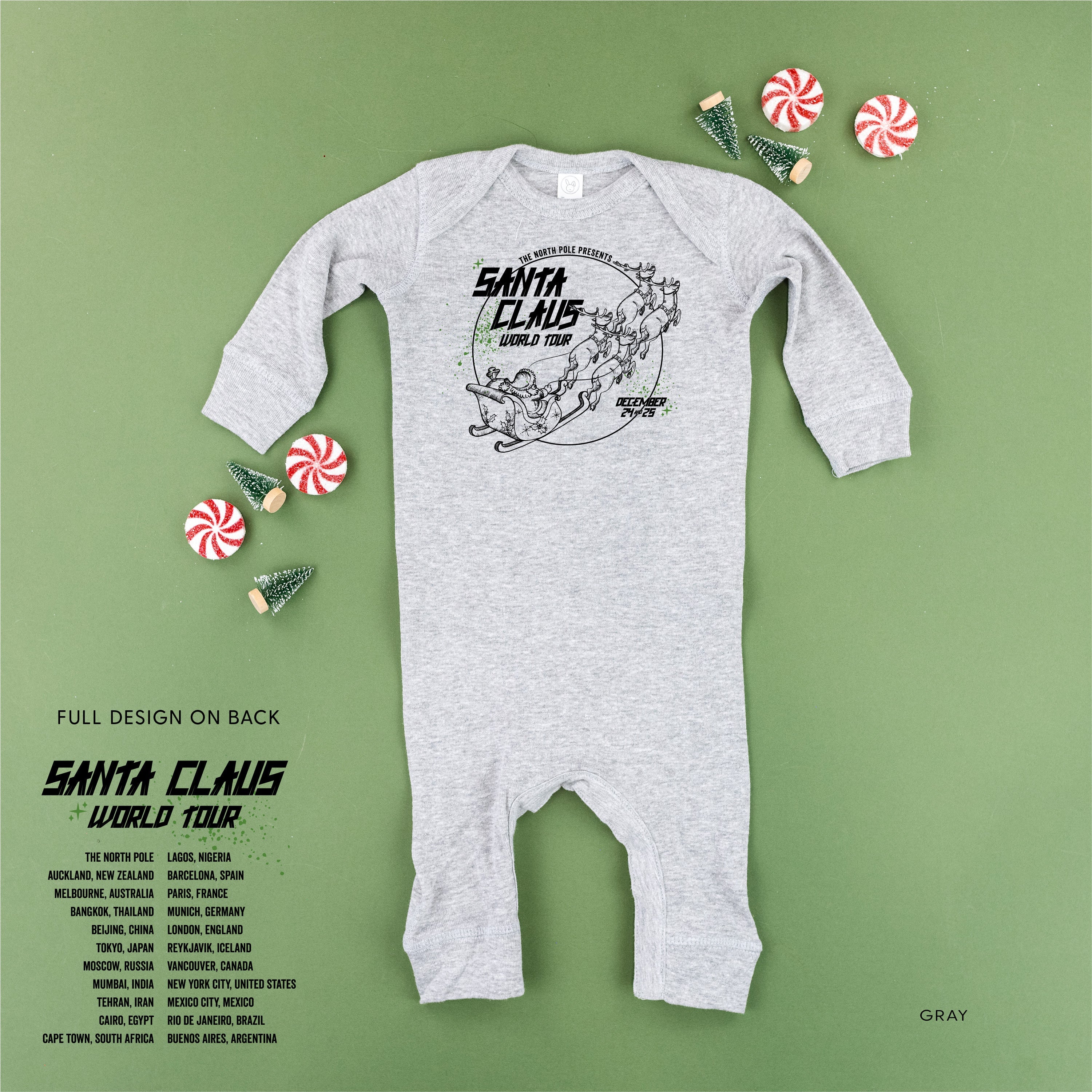 Santa Claus World Tour (f&b) - Baby Sleeper Little Mama Shirt Shop