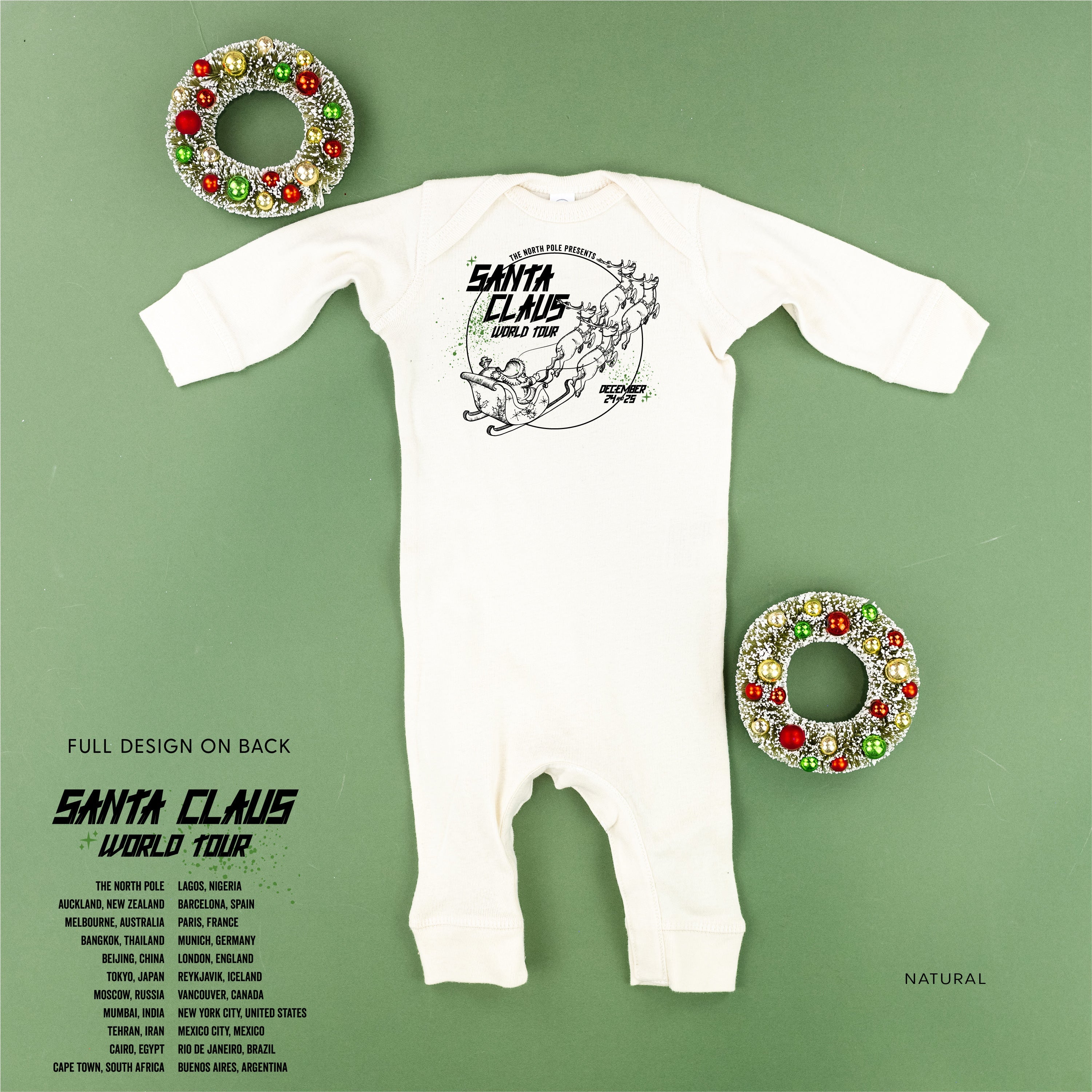 Santa Claus World Tour (f&b) - Baby Sleeper Little Mama Shirt Shop