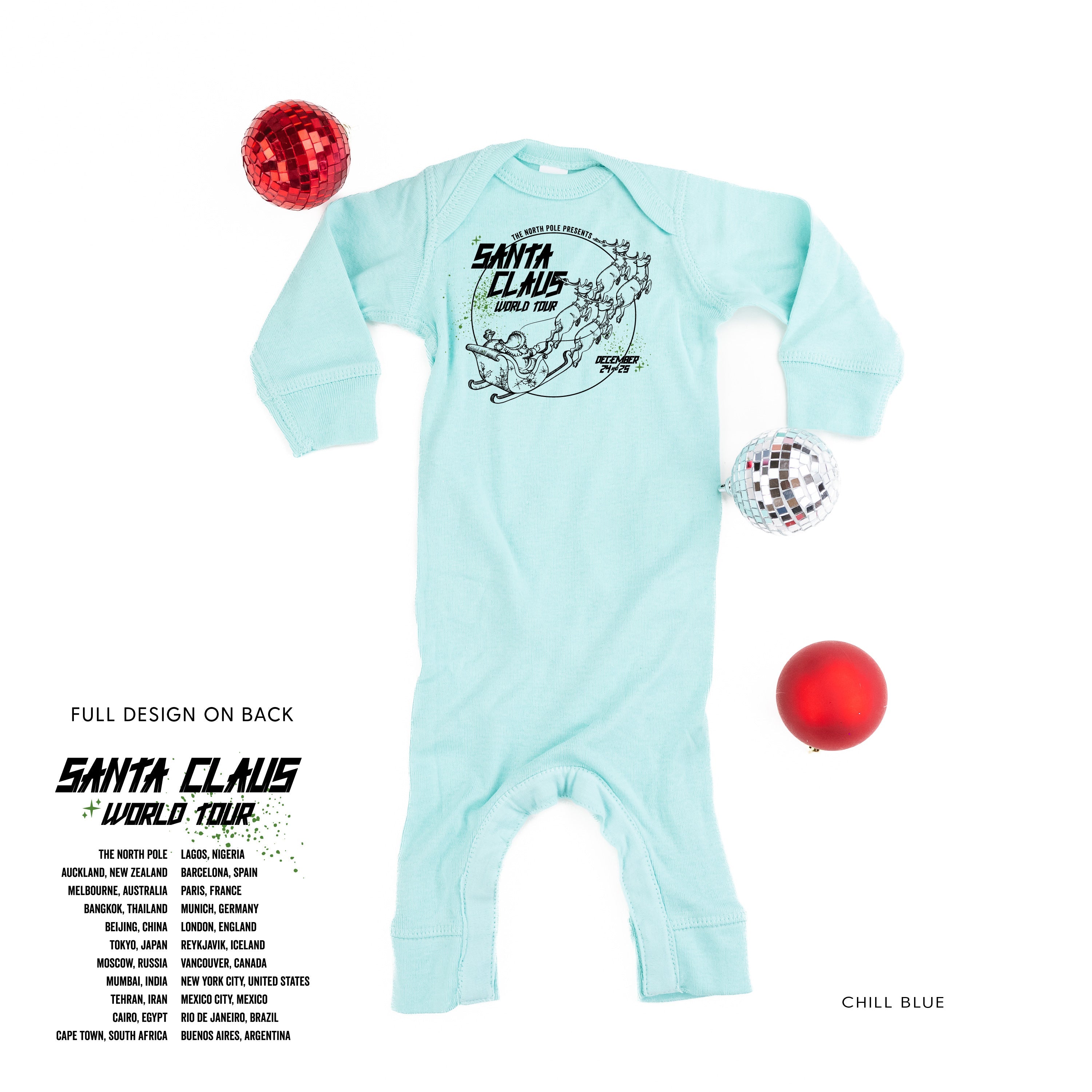 Santa Claus World Tour (f&b) - Baby Sleeper Little Mama Shirt Shop