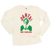 Santa! OMG! I Know Him! - LONG SLEEVE Comfort Colors Tee Little Mama Shirt Shop