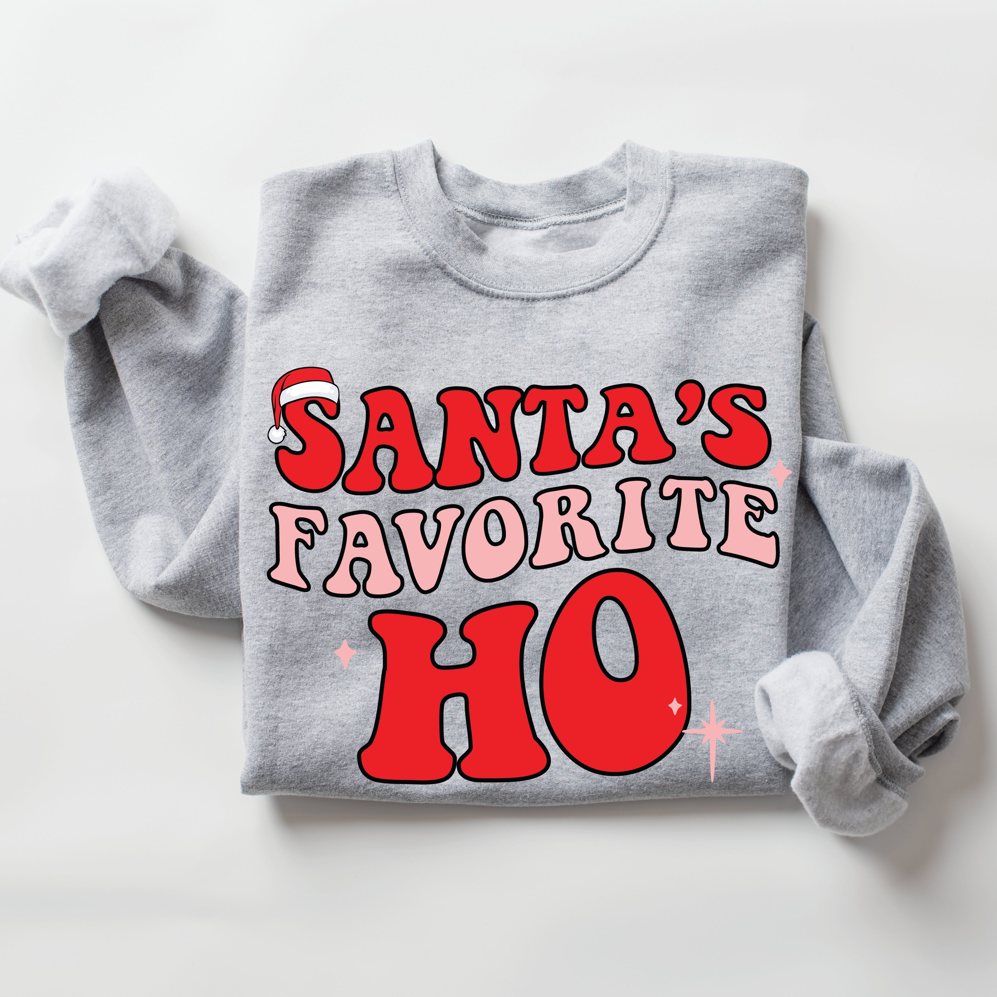 LMSS x Jasmine Rae Hair Co - Gray BASIC Fleece - Santa's Favorite Ho Little Mama Shirt Shop LLC