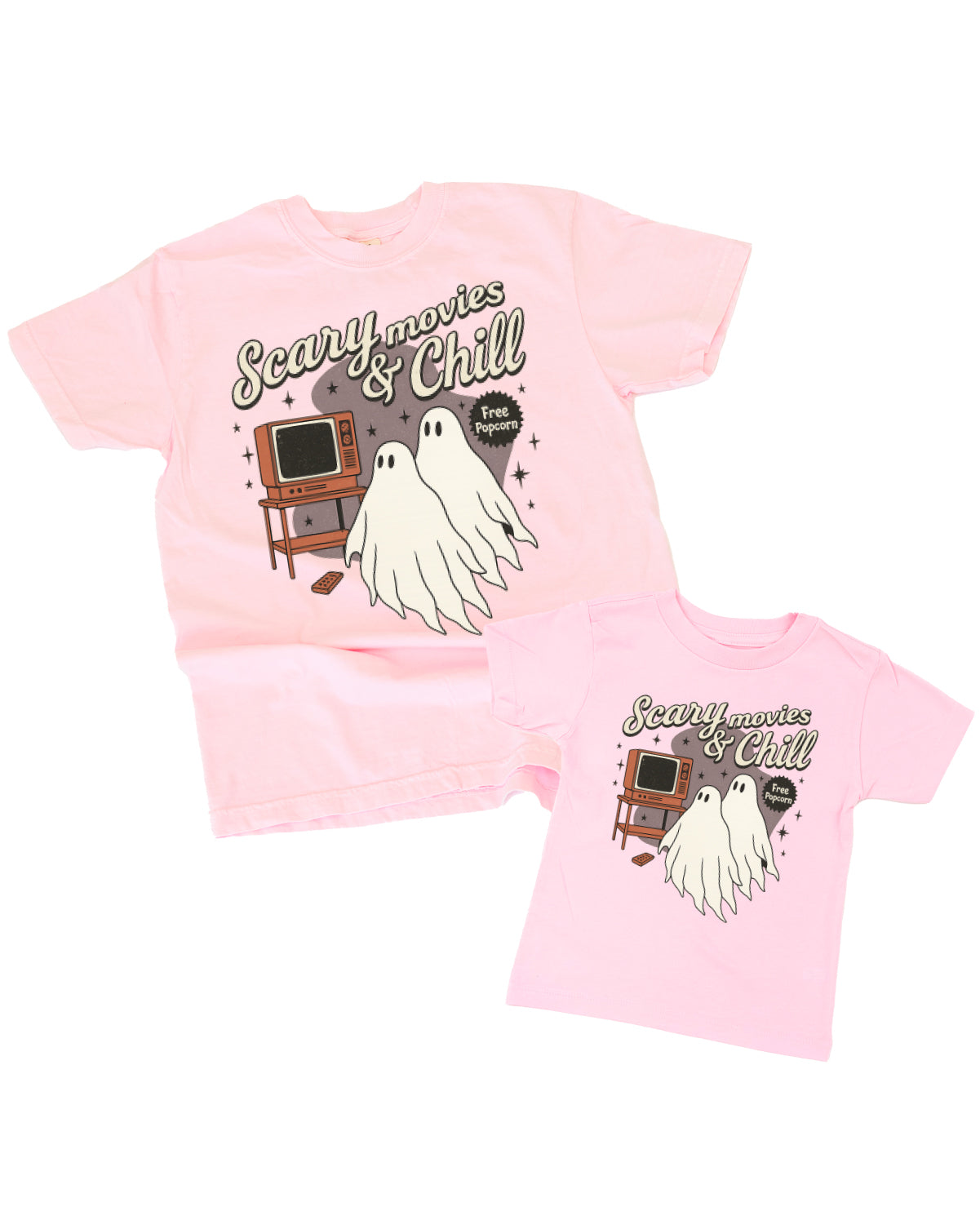Scary Movies and Chill - Set of 2 Coordinating Tees Little Mama Shirt Shop