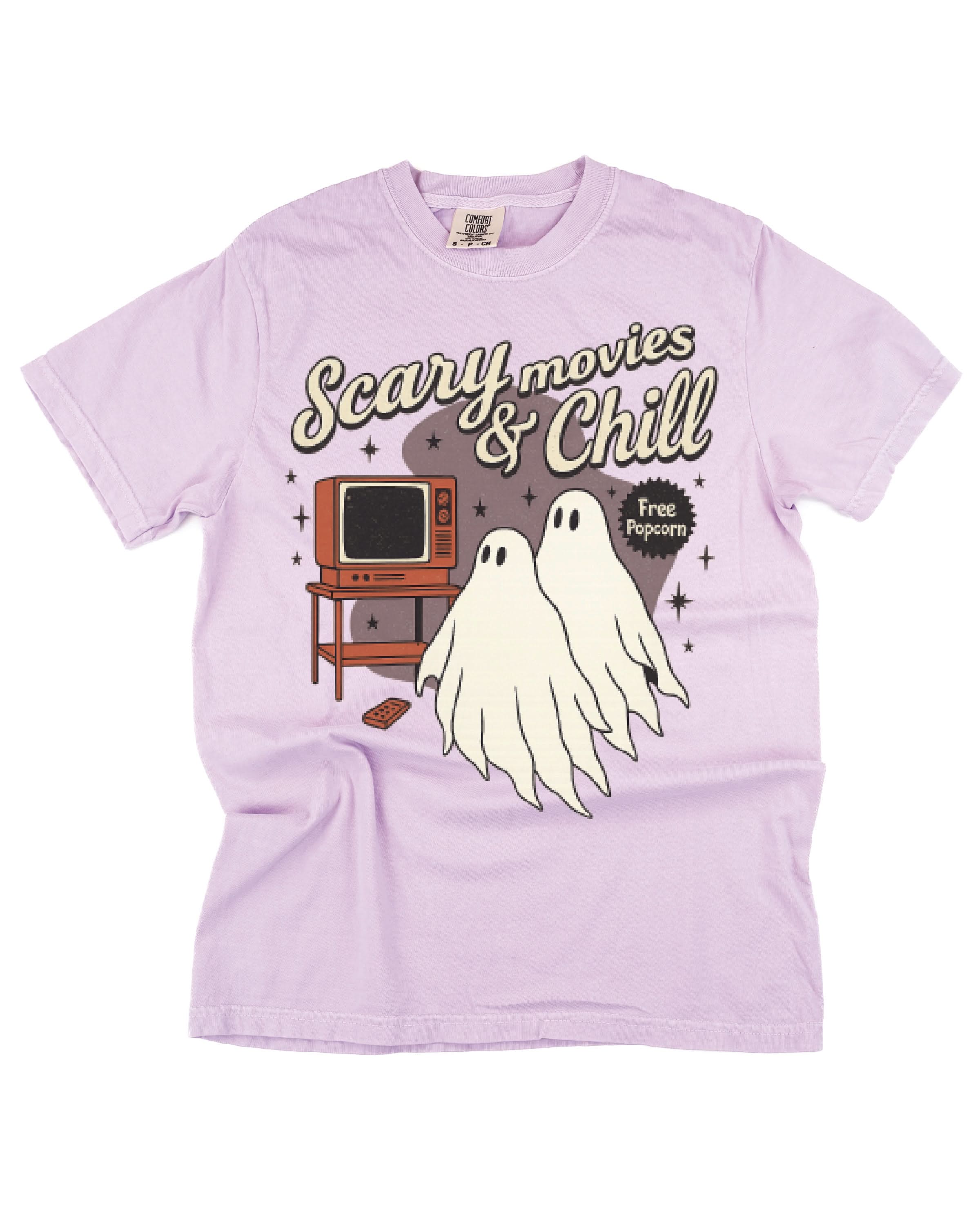 Scary Movies and Chill - Comfort Colors Tee Little Mama Shirt Shop