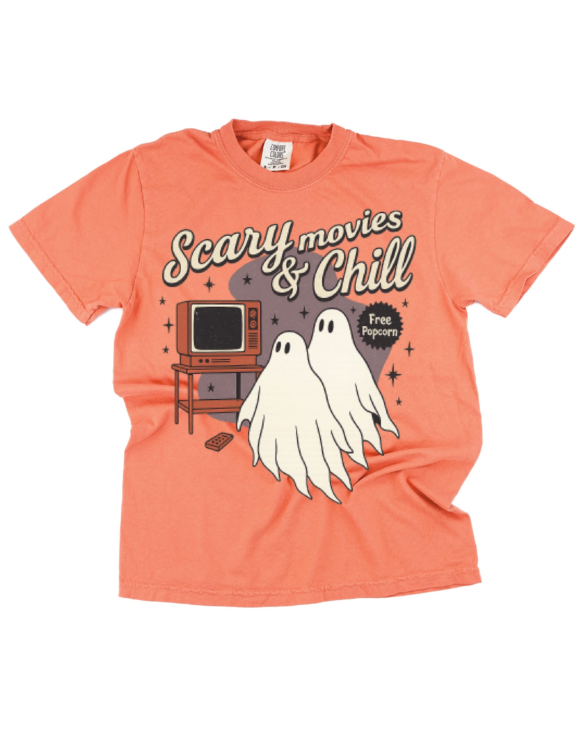 Scary Movies and Chill - Comfort Colors Tee Little Mama Shirt Shop