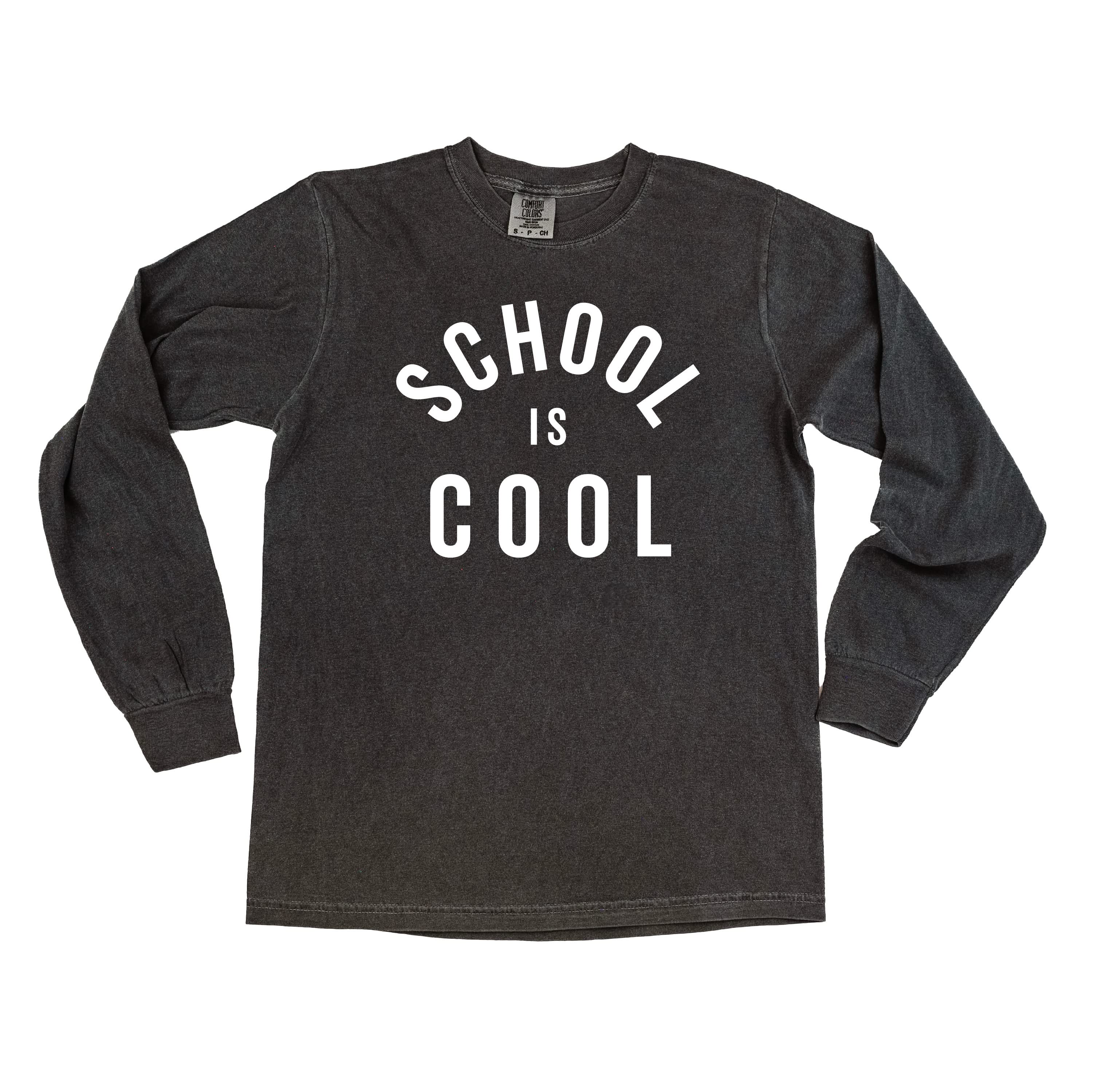 School Is Cool - LONG SLEEVE Comfort Colors Tee Little Mama Shirt Shop