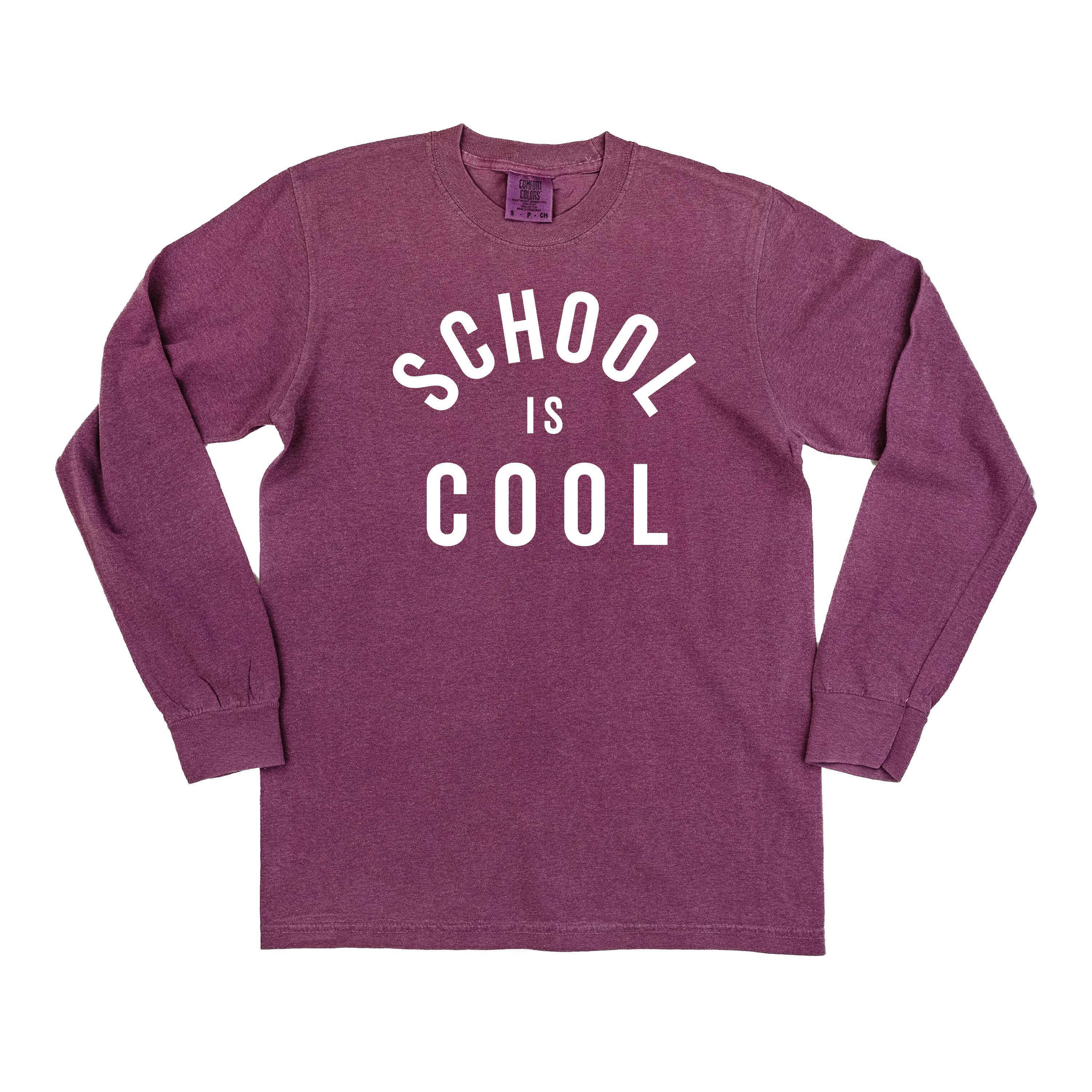 School Is Cool - LONG SLEEVE Comfort Colors Tee Little Mama Shirt Shop