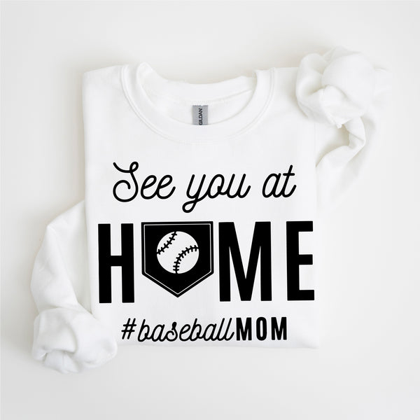 See You at Home #BaseballMom - BASIC FLEECE CREWNECK
