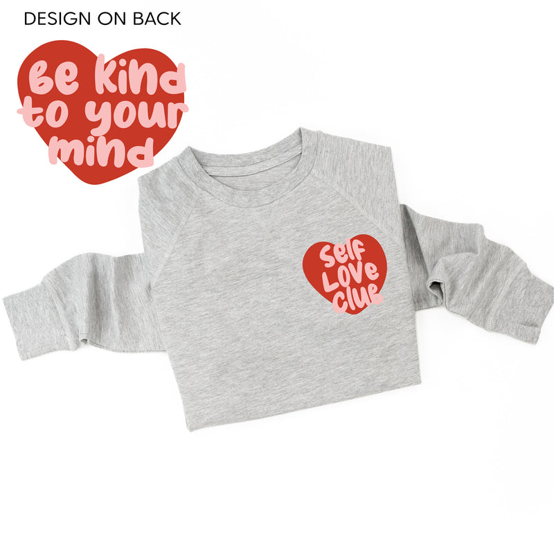 Self Love Club Pocket on Front w/ Be Kind to Your Mind on Back - Lightweight Pullover Sweater