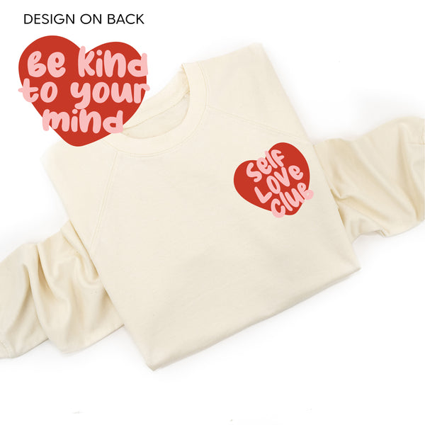 Self Love Club Pocket on Front w/ Be Kind to Your Mind on Back - Lightweight Pullover Sweater