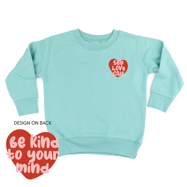 Self Love Club Pocket on Front w/ Be Kind to Your Mind on Back - Child Sweater