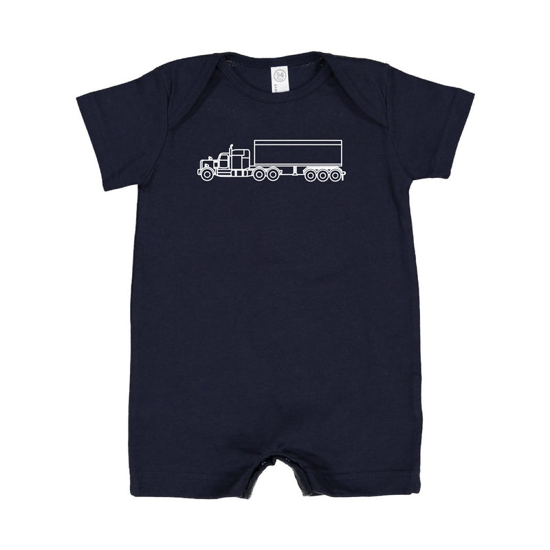 SEMI TRUCK - Minimalist Design - Short Sleeve / Shorts - One Piece Baby Romper