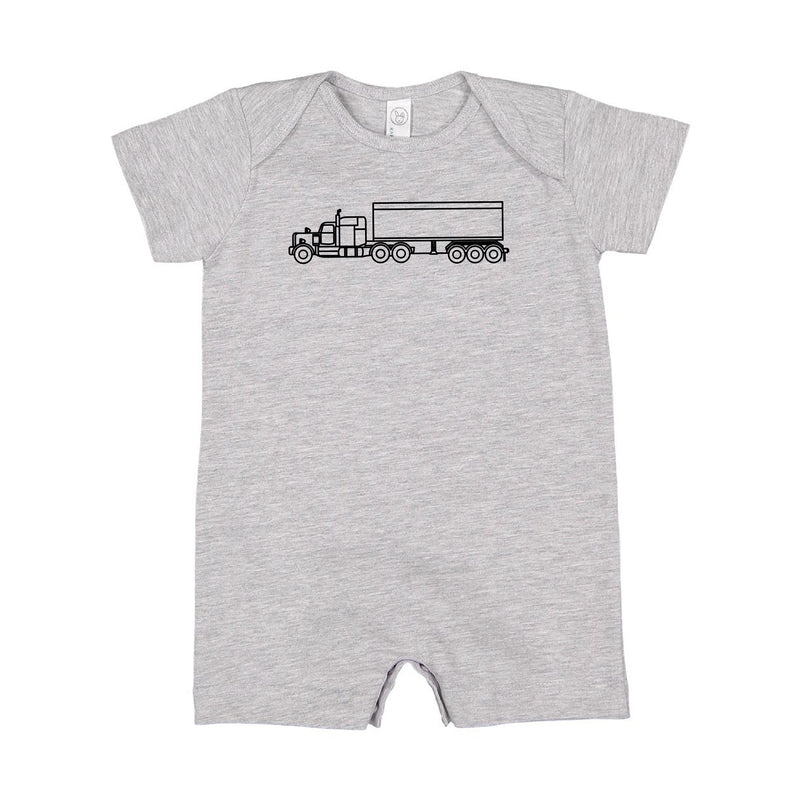 SEMI TRUCK - Minimalist Design - Short Sleeve / Shorts - One Piece Baby Romper