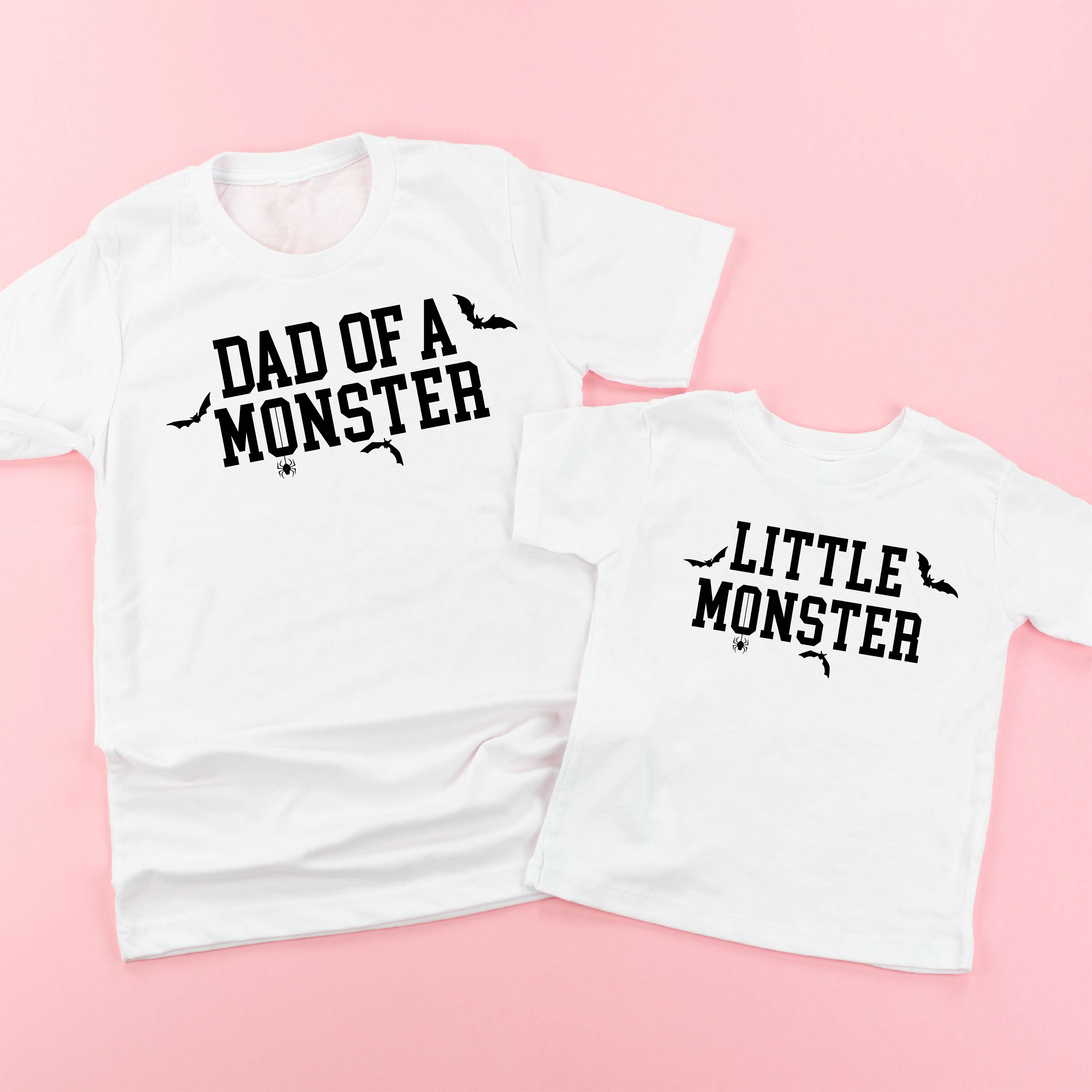 Dad of a Monster / Little Monster - Set of 2 Matching Tees Little Mama Shirt Shop