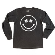 Shamrock Eyes Smiley - LONG SLEEVE Comfort Colors Tee Little Mama Shirt Shop