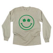 Shamrock Eyes Smiley - LONG SLEEVE Comfort Colors Tee Little Mama Shirt Shop