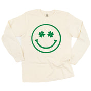 Shamrock Eyes Smiley - LONG SLEEVE Comfort Colors Tee Little Mama Shirt Shop