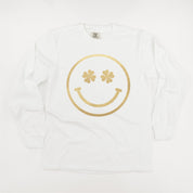 Shamrock Eyes Smiley - LONG SLEEVE Comfort Colors Tee Little Mama Shirt Shop