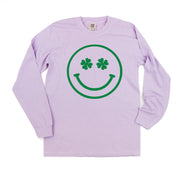 Shamrock Eyes Smiley - LONG SLEEVE Comfort Colors Tee Little Mama Shirt Shop