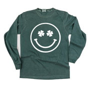 Shamrock Eyes Smiley - LONG SLEEVE Comfort Colors Tee Little Mama Shirt Shop