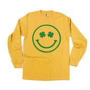 Shamrock Eyes Smiley - LONG SLEEVE Comfort Colors Tee Little Mama Shirt Shop