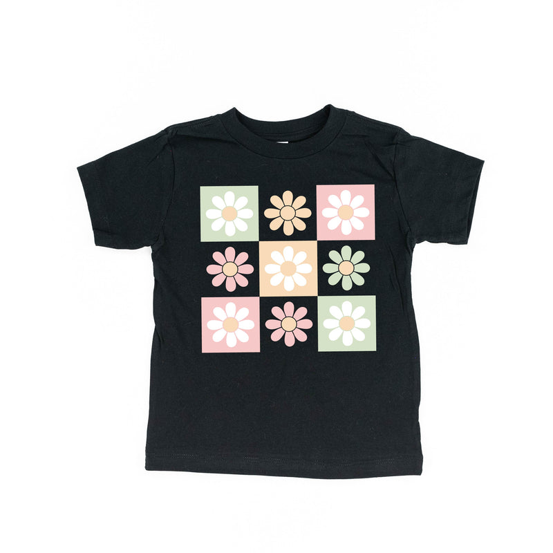 3x3 Checker Board Flowers - Short Sleeve Child Shirt