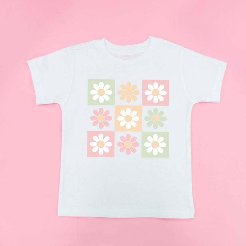 3x3 Checker Board Flowers - Short Sleeve Child Shirt