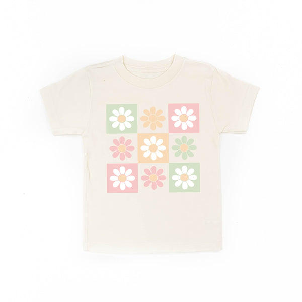 short_sleeve_child_tees_3x3_checker_board_flowers_little_mama_shirt_shop
