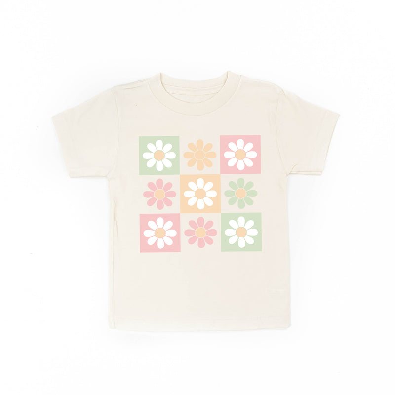 short_sleeve_child_tees_3x3_checker_board_flowers_little_mama_shirt_shop