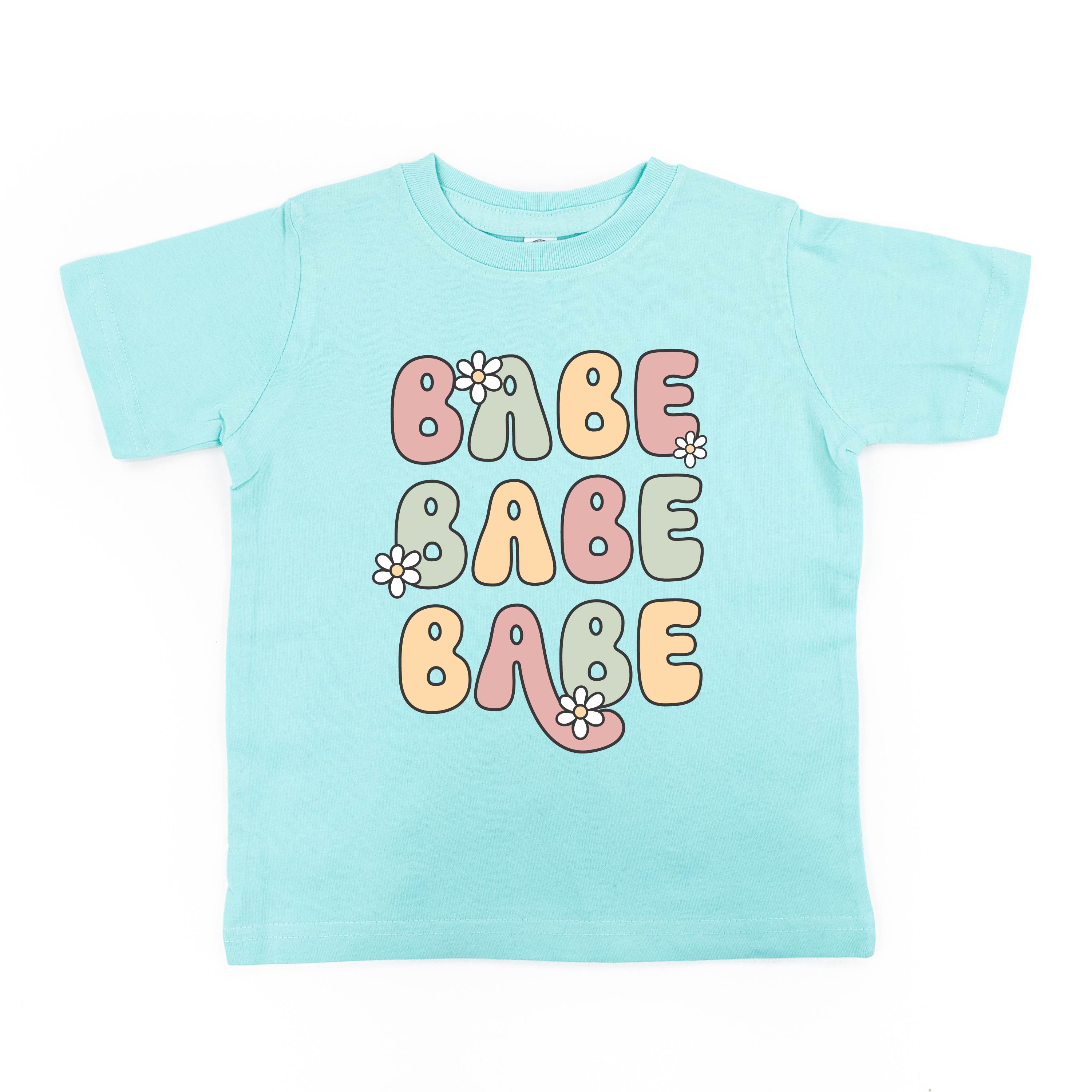 BABE x3 with Daisies - Short Sleeve Child Shirt Little Mama Shirt Shop