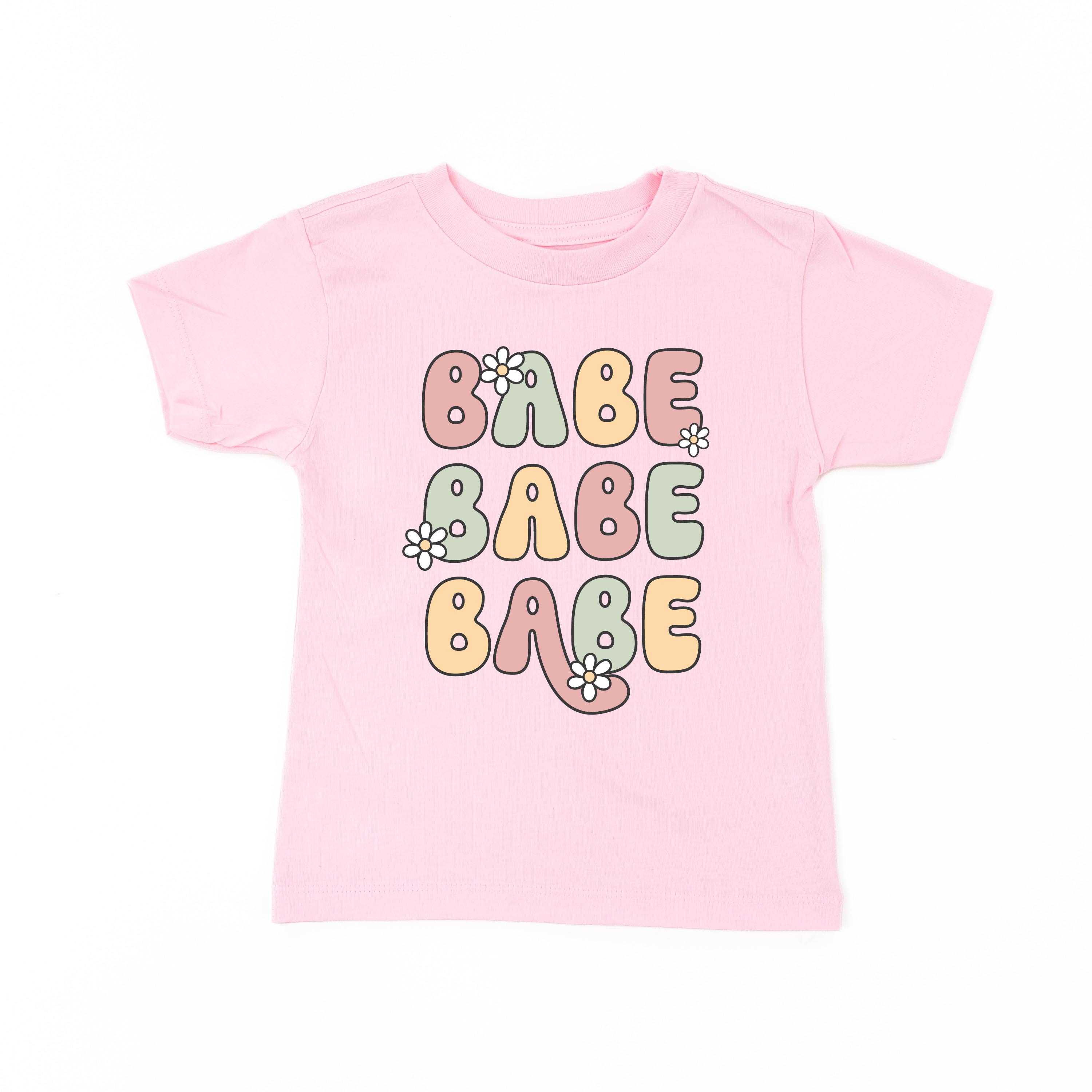 BABE x3 with Daisies - Short Sleeve Child Shirt Little Mama Shirt Shop