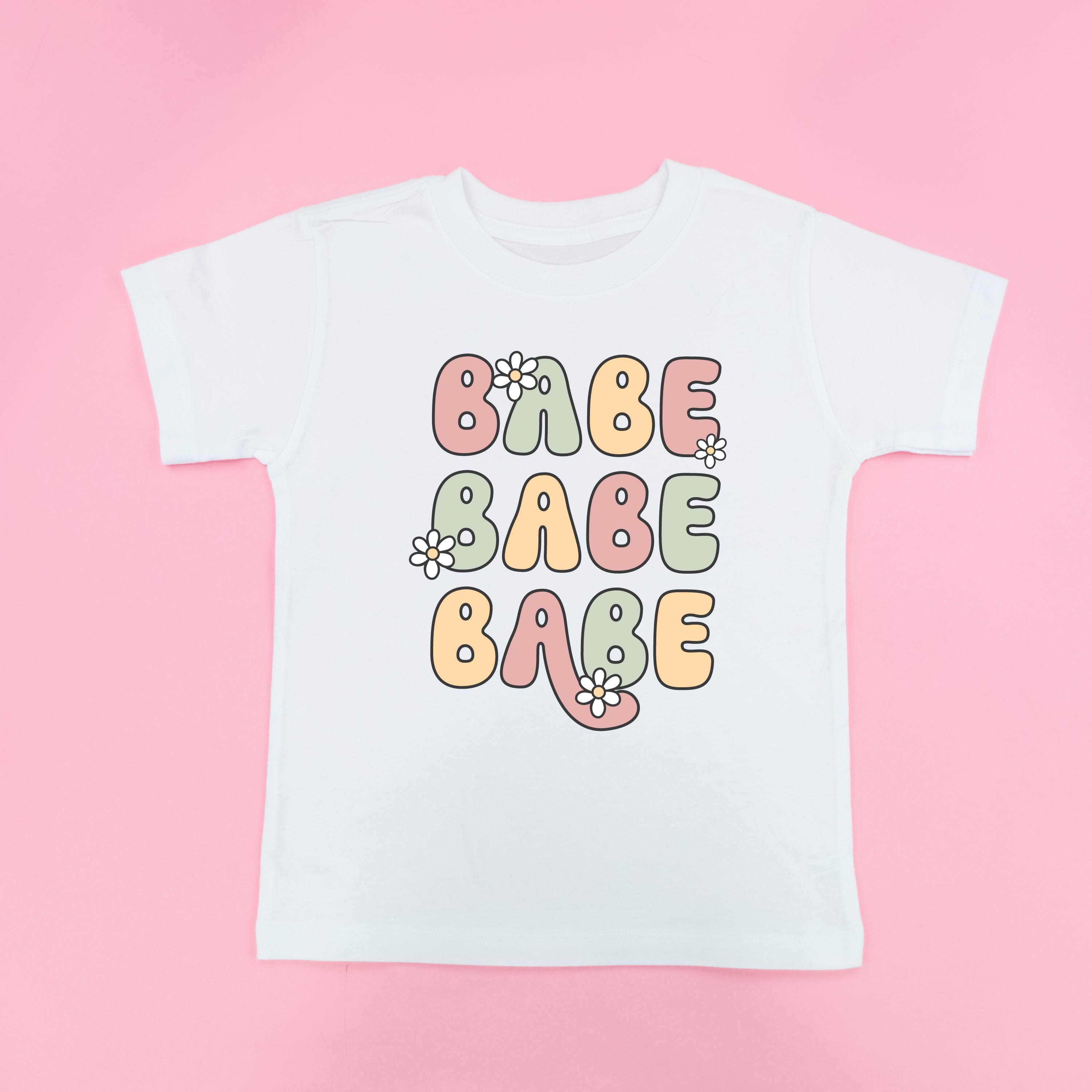 BABE x3 with Daisies - Short Sleeve Child Shirt Little Mama Shirt Shop