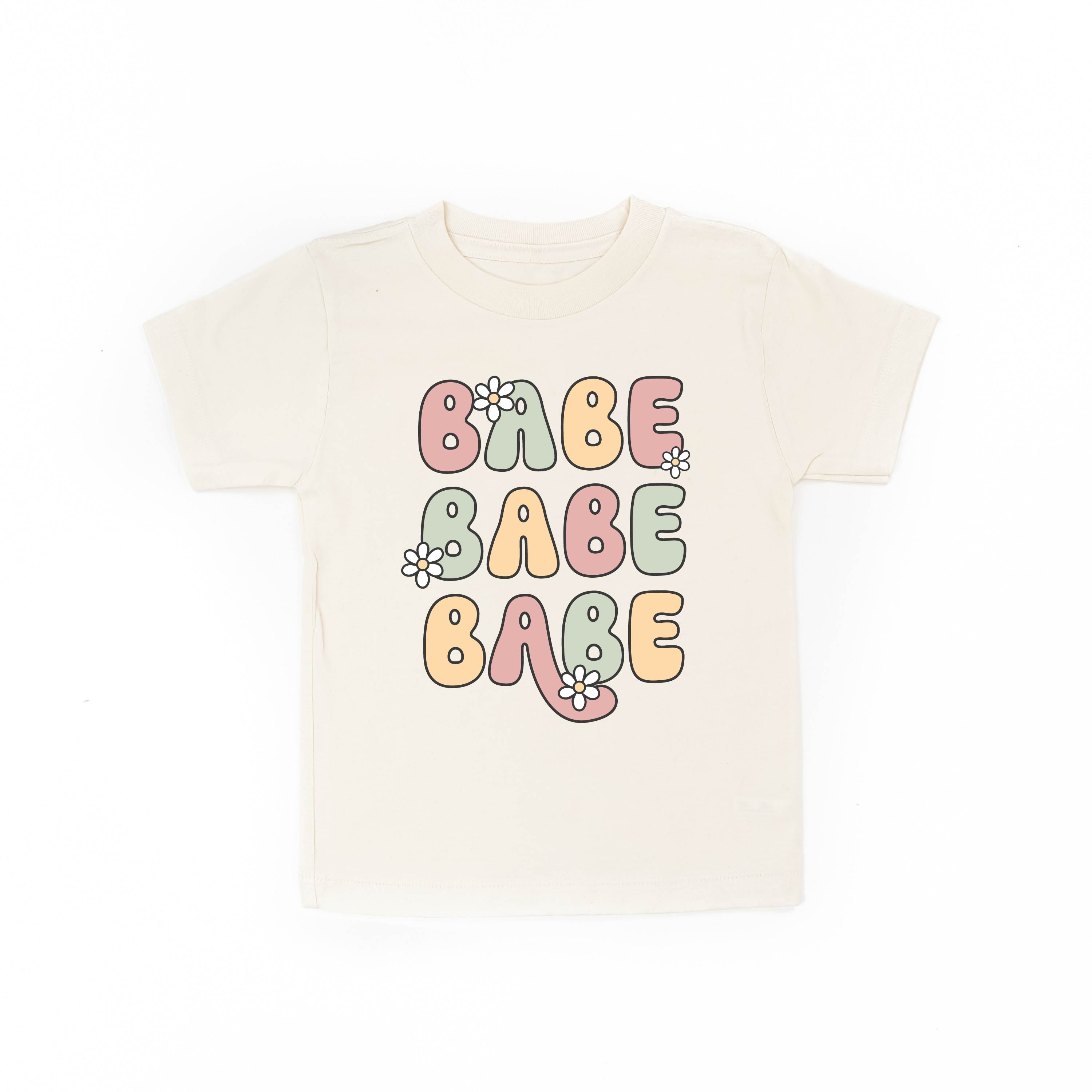 BABE x3 with Daisies - Short Sleeve Child Shirt Little Mama Shirt Shop