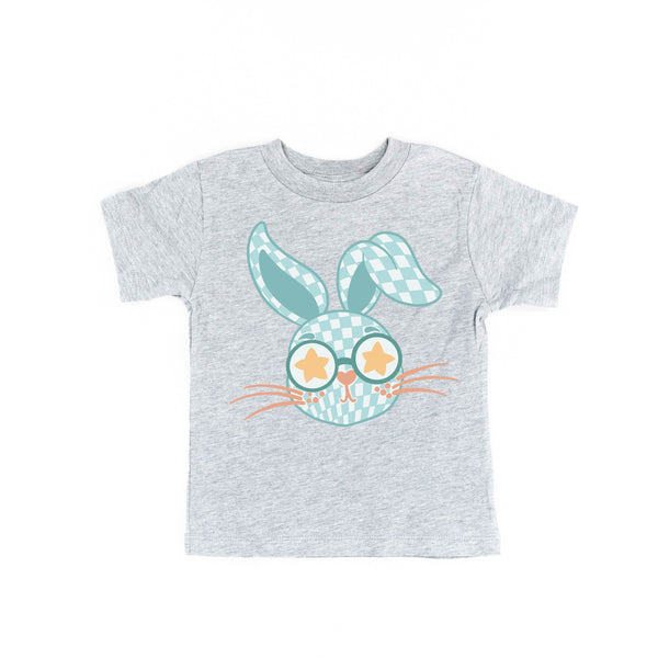 BLUE Checkered Bunny - Short Sleeve Child Shirt