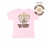 Pick Flowers Not Fights w/pocket on front - Child Tee Little Mama Shirt Shop