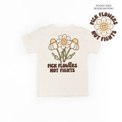 Pick Flowers Not Fights w/pocket on front - Child Tee Little Mama Shirt Shop
