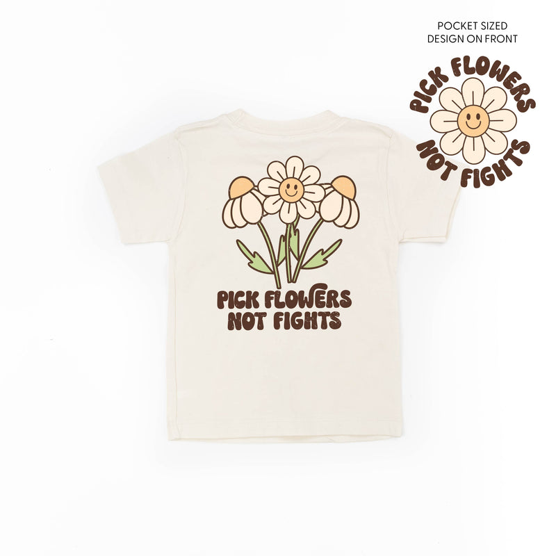 Pick Flowers Not Fights w/pocket on front- Short Sleeve Child Shirt