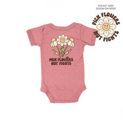 Pick Flowers Not Fights w/pocket on front - Child Tee Little Mama Shirt Shop