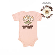 Pick Flowers Not Fights w/pocket on front - Child Tee Little Mama Shirt Shop