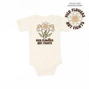 Pick Flowers Not Fights w/pocket on front - Child Tee Little Mama Shirt Shop
