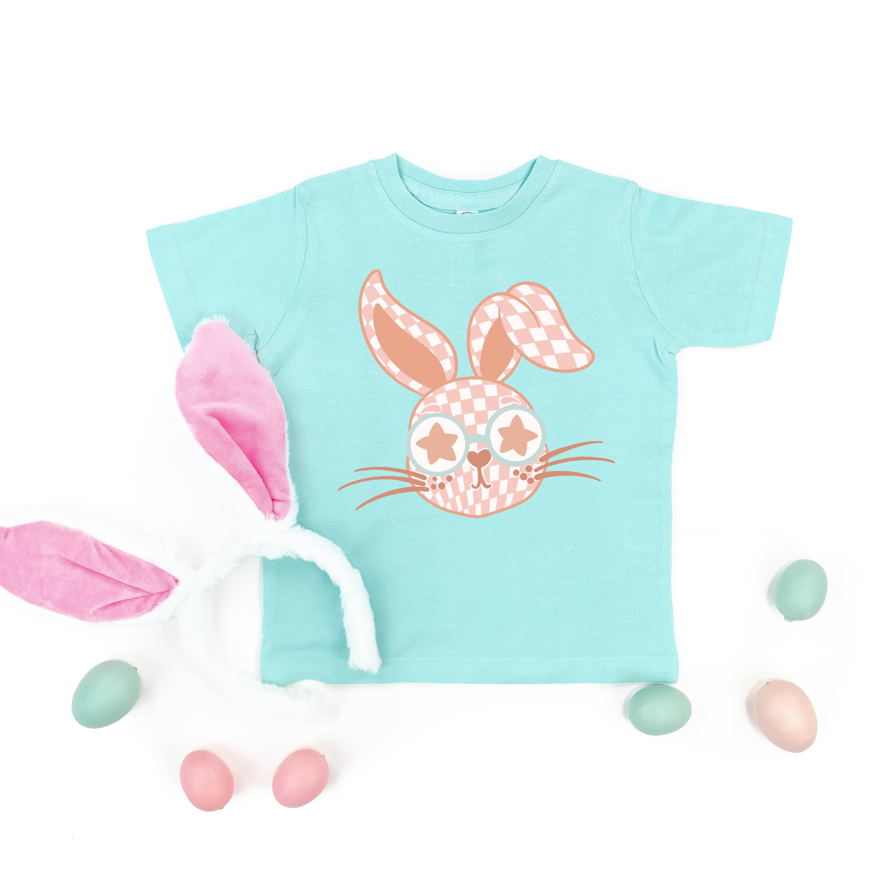 Pink Checkered Bunny - Child Tee Little Mama Shirt Shop