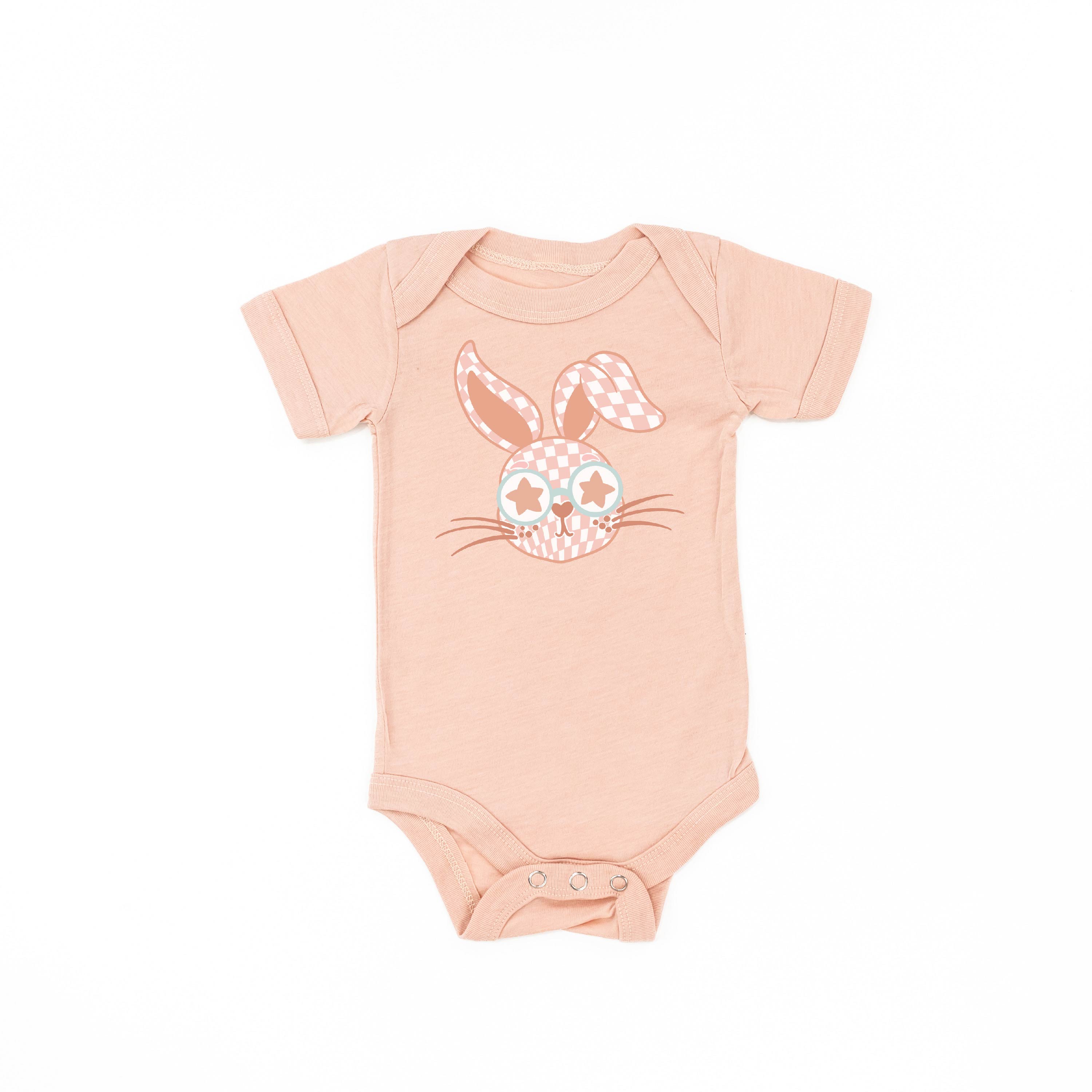 Pink Checkered Bunny - Child Tee Little Mama Shirt Shop