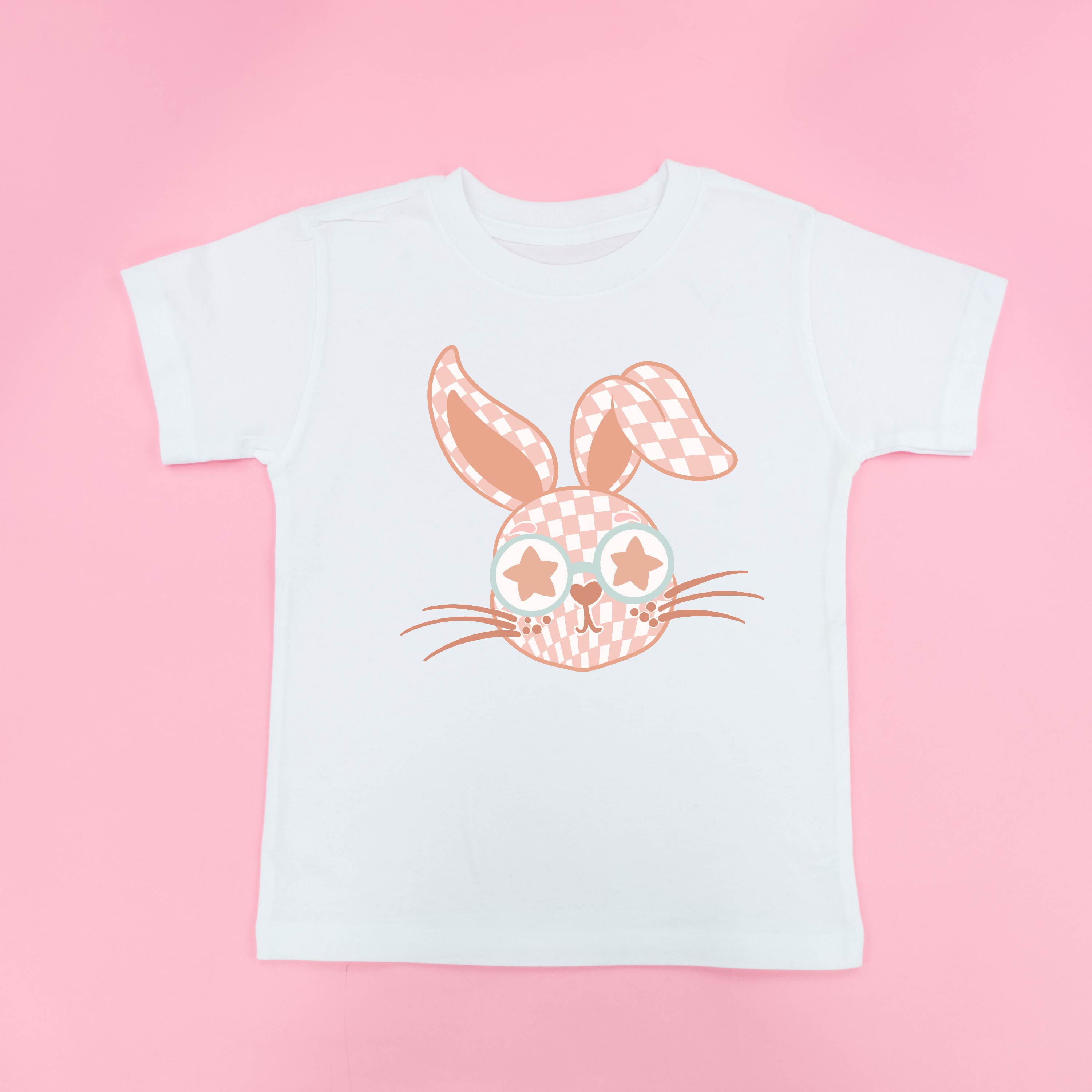 Pink Checkered Bunny - Child Tee Little Mama Shirt Shop