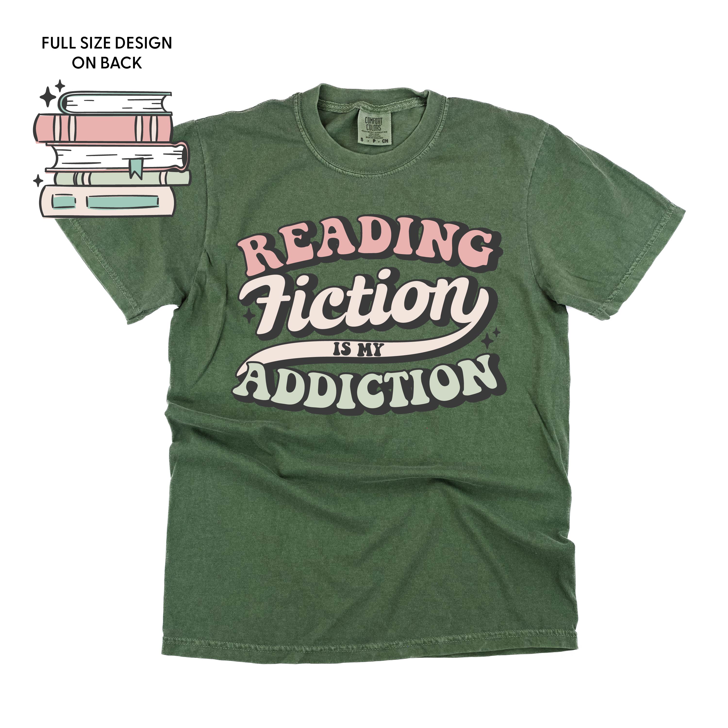  Books on Back - SHORT SLEEVE COMFORT COLORS TEE Little Mama Shirt Shop
