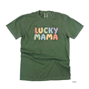 Bubble Letters & Stars Lucky Mama - Comfort Colors Tee Little Mama Shirt Shop