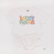 Bubble Letters & Stars Lucky Mama - Comfort Colors Tee Little Mama Shirt Shop
