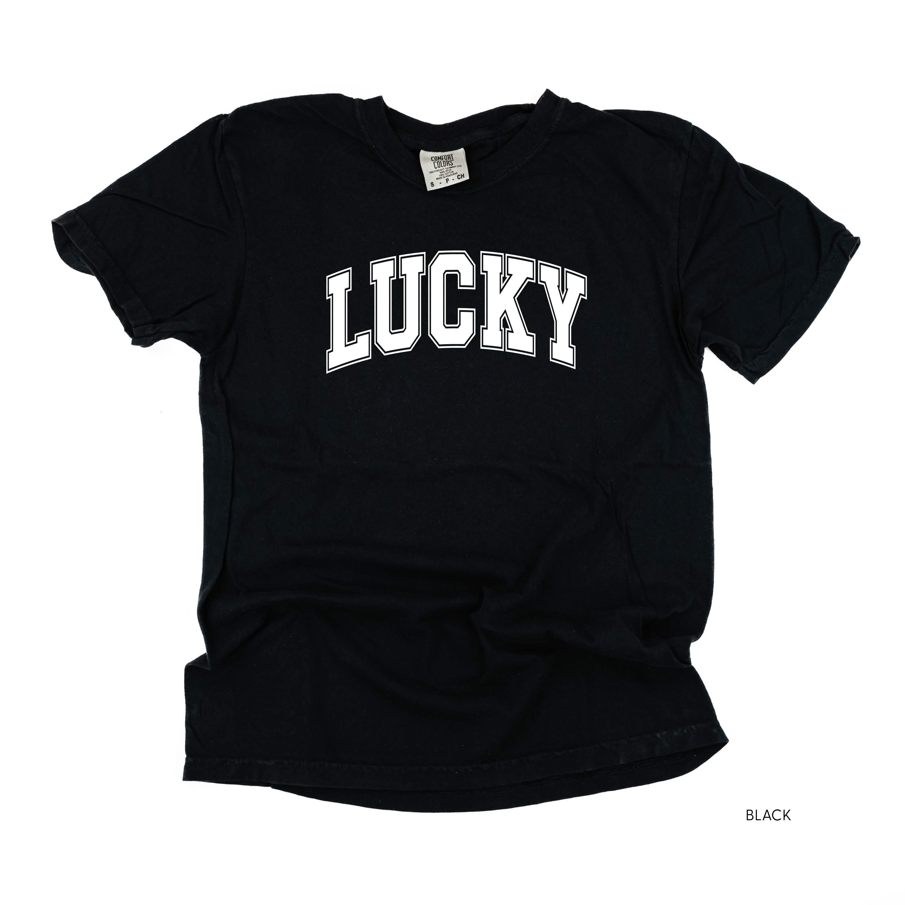 Lucky - Varsity Outline - Comfort Colors Tee Little Mama Shirt Shop