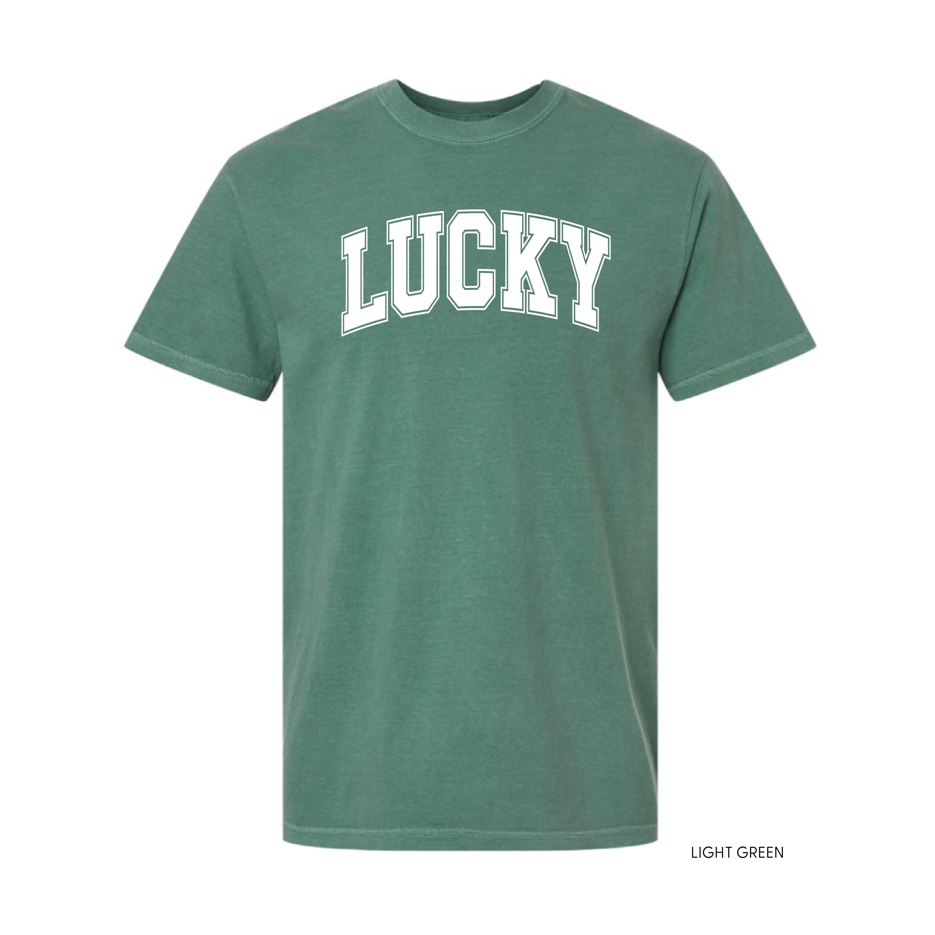 Lucky - Varsity Outline - Comfort Colors Tee Little Mama Shirt Shop
