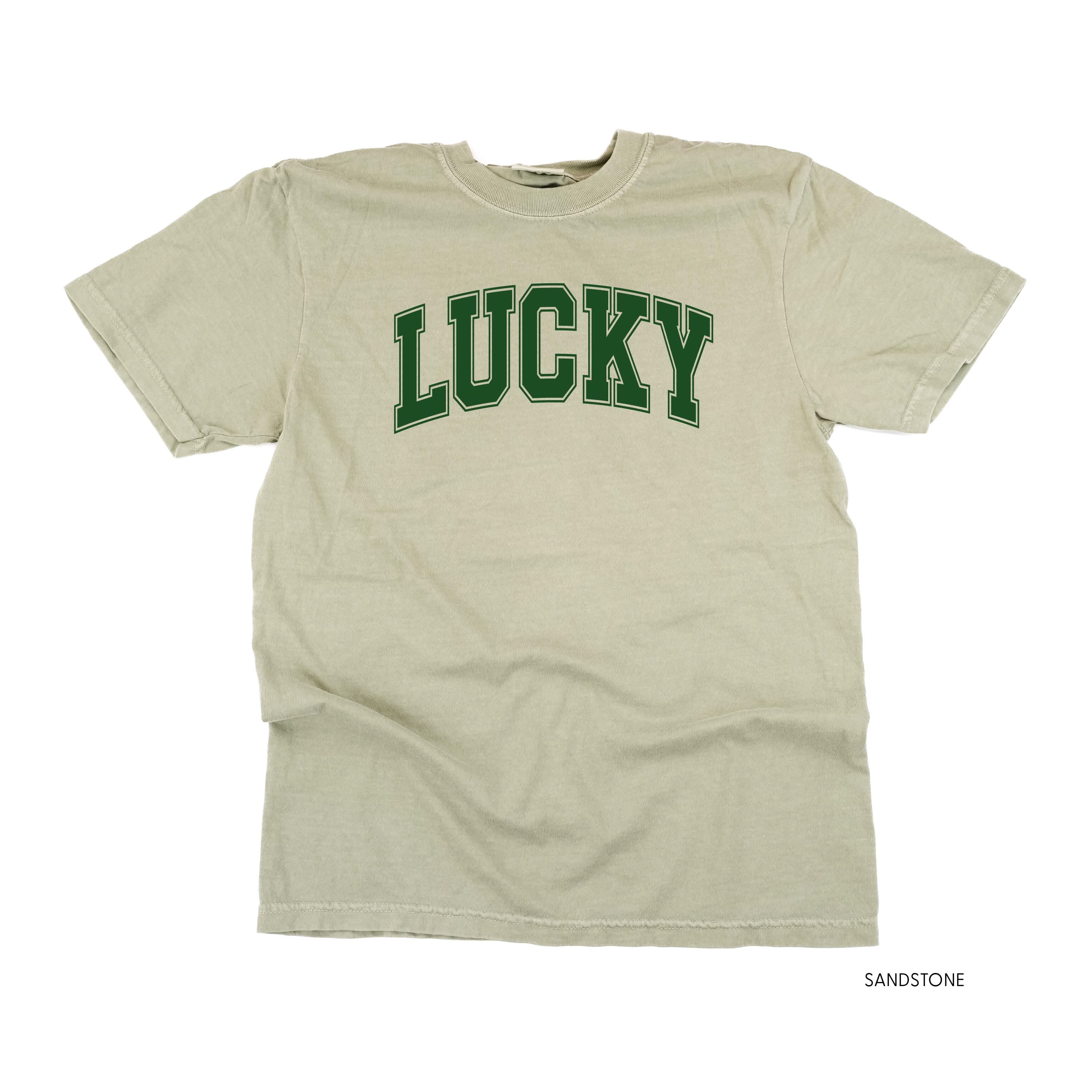 Lucky - Varsity Outline - Comfort Colors Tee Little Mama Shirt Shop